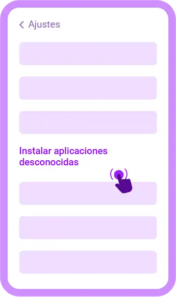 Paso 2: abrir Instalar aplicaciones desconocidas en Ajustes