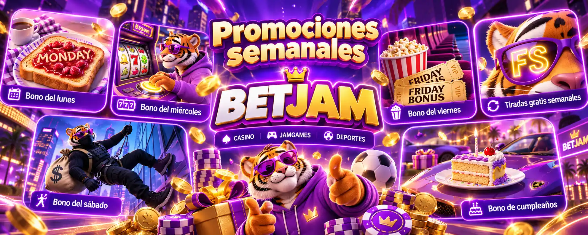 Promociones semanales Betjam para casino, JamGames y deportes