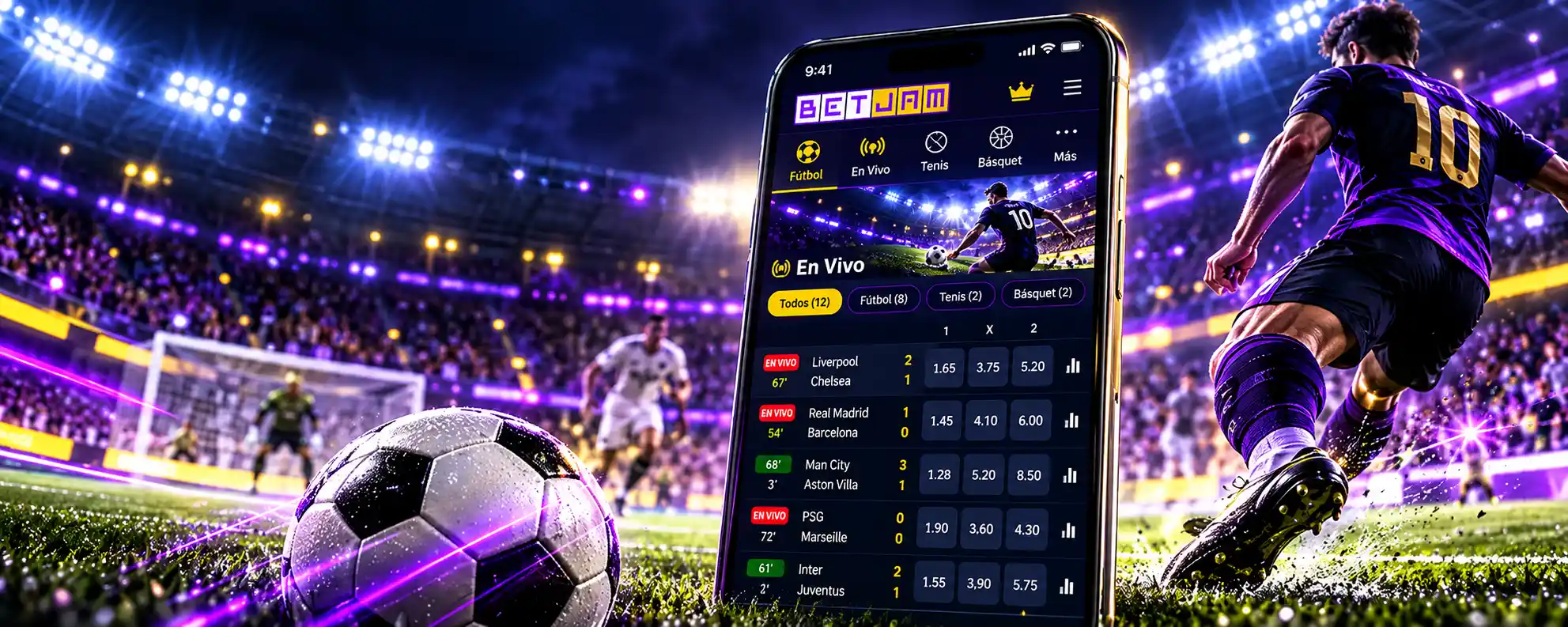 Apuestas deportivas en vivo en Betjam con cuotas y mercados de partidos